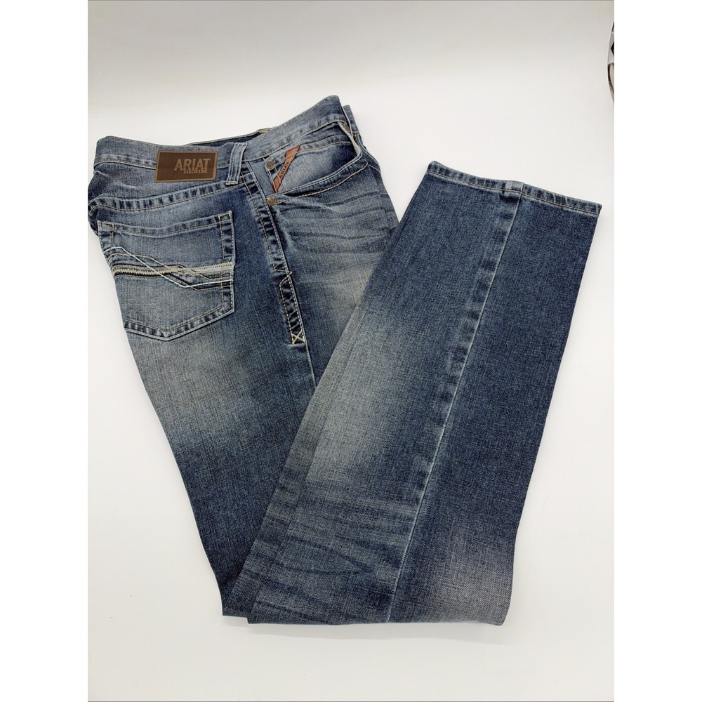 Ariat M4 Jeans Mens 31x36 Relaxed Straight Leg Western Cowboy Blue Denim